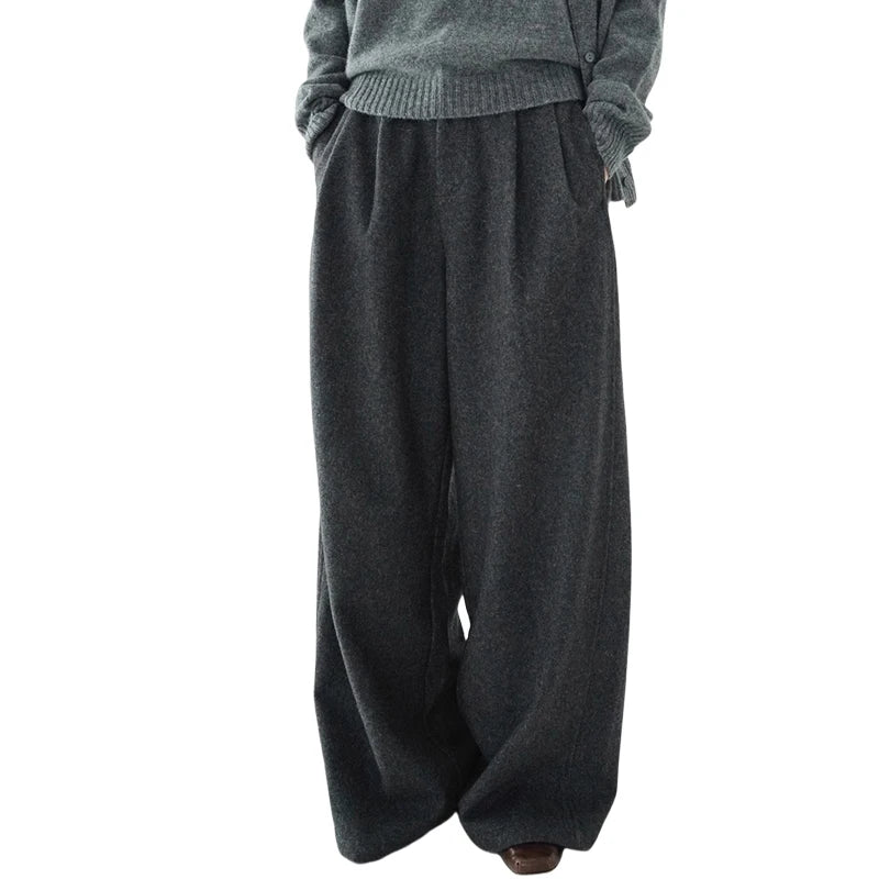 Chic Solid Gray Wide Leg Pants