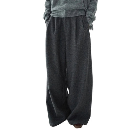Chic Solid Gray Wide Leg Pants