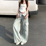 Plush Vintage Lace Trim Cargo Jeans