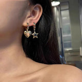 Heart and Star Gem Hoops Earrings