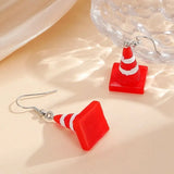Vibrant Red Road Cone Drop Earring