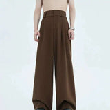 Elegant American Style Pleated Straight Suit Pants