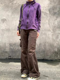 Brown Slim Flare Cargo Jeans