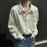 Solid Color Jacquard Lapel Pocket Shirt