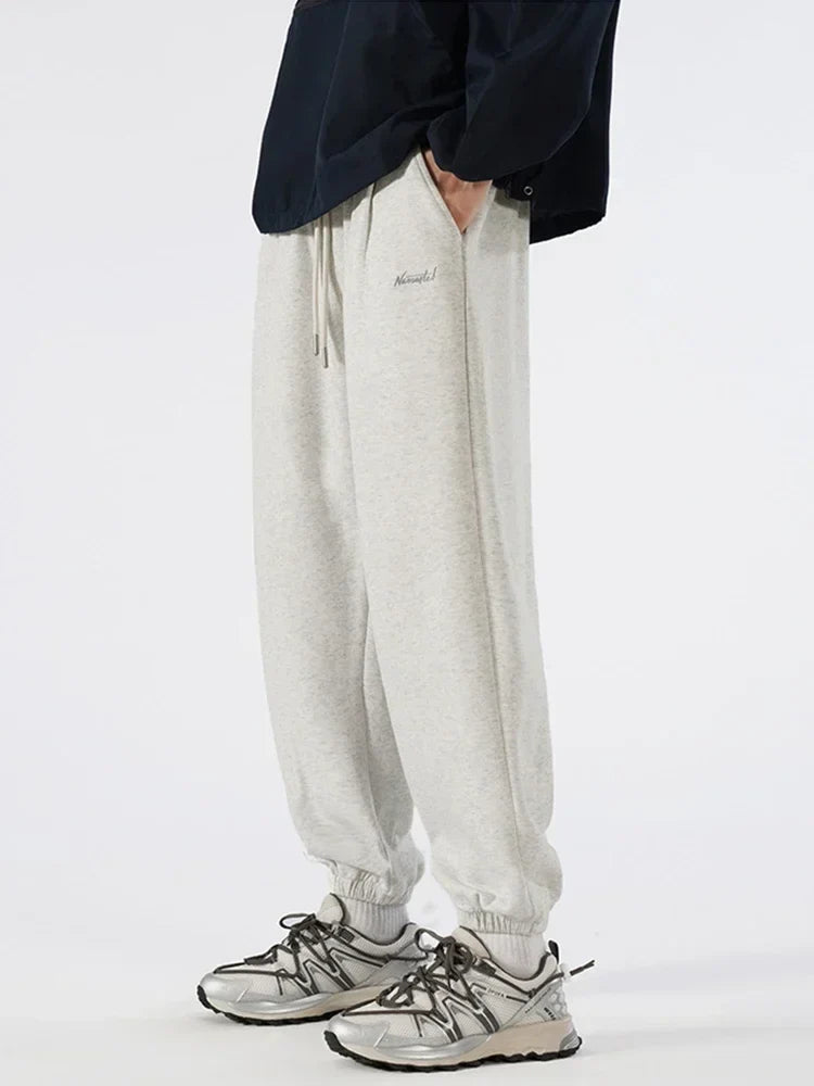 Vintage Letter Embroidered Elastic Waist Sweatpants