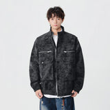 Stylish Distressed Multiple Zipper Leather Jacket