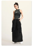 Women's Retro Loose Slit Pockets Skirt