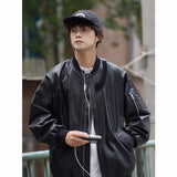 Oversized Solid Leather Motorcycle Jacket