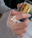 Adjustable Crystal Bow Silver Ring