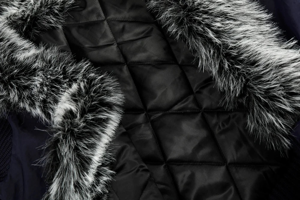 Versatile High Street Quilted Hooded Fur Jacket