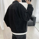Black And Blue Cool Bomber Denim Jacket