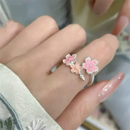 Sweet Gradient Flowers Cuff Finger Ring