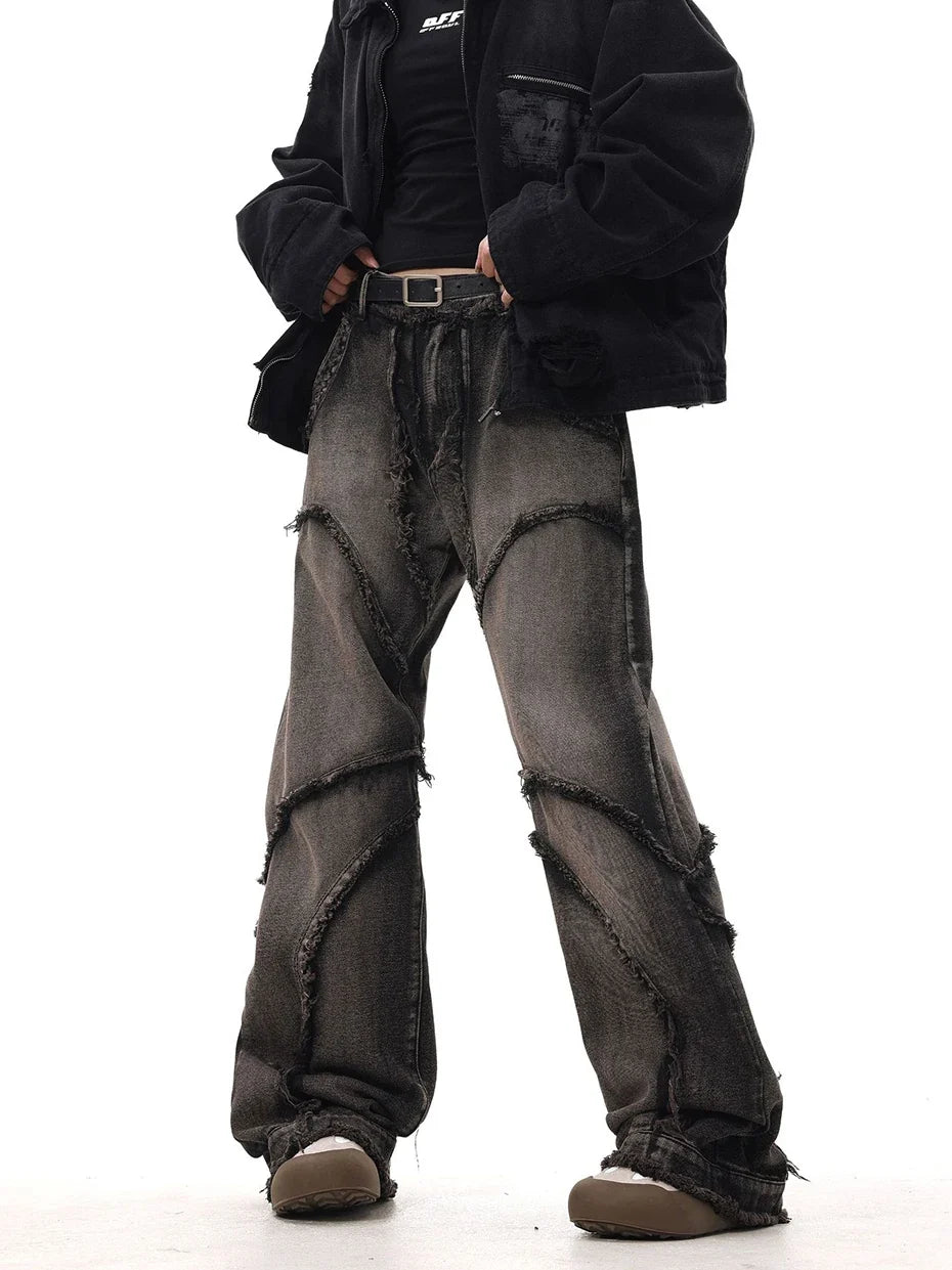 Crisscross Stitch Baggy Jeans