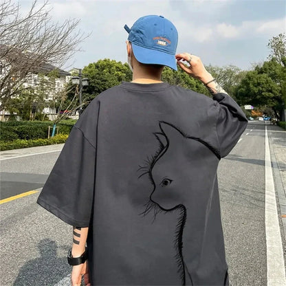 Minimalist Cat Profile T-shirt