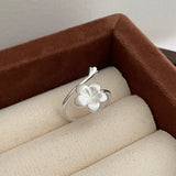 Elegant Asymmetric Flower Sterling Silver Ring