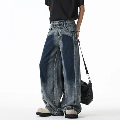 Vibrant Color Contrast Tie-Dye Straight Jeans
