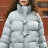 Stylish Winter Sweet Star Button Puffer Jacket