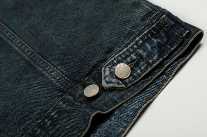 Y2K Distressed Single Breasted Washed Denim Jacket