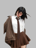Retro Oversized Distressed Faux Leather Jacket