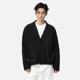 Cozy Contrast Color Wool V-Neck Knit Cardigan