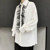 Dark Style Lace Decoration Loose Shirt
