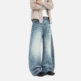 Vintage Washed Deconstructed Moustache Effect Jeans