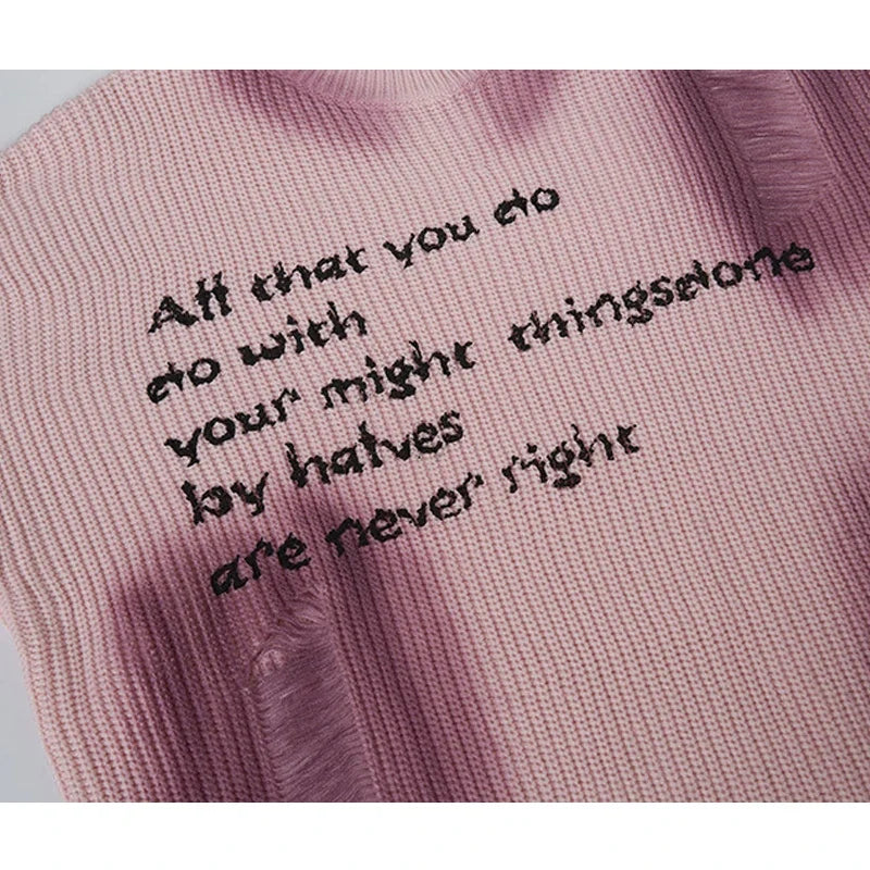Lightweight Distressed Hip Hop Tie Dye Knit Sweater