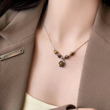 Colorful Stones Flower Pendant Necklace