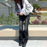 Vintage Distressed Low Waist Flare Jeans