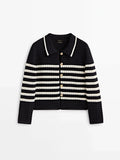 Women Casual Spring Ethereal Striped Knitted Cardigan