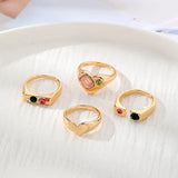 Y2K Soft Gemstone Heart Rings
