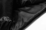 Black Loose PU Leather Puffer Jacket