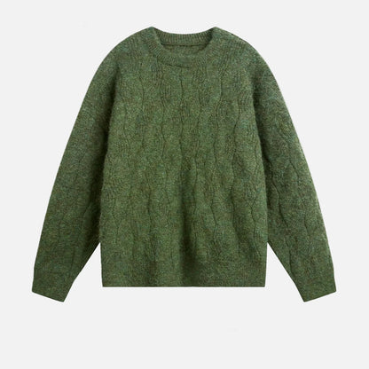 Chunky Mohair Cable Solid Color Knit Sweater