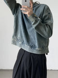 Y2K Washed Buckle Collar Motorcycle Denim Jacket