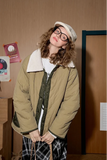 Colorblock Gourd Pattern Faux Fur Parka Jacket