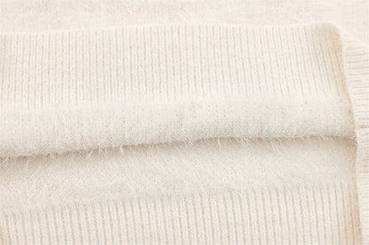 Fuzzy Oversized Cat Print Knit Jumper Sweater