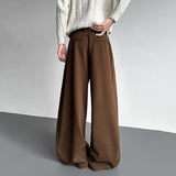 Pleated Style Solid Color Thickened Loose Pants