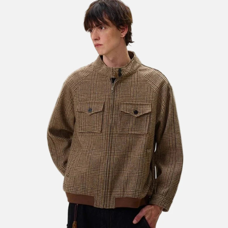 Checkered Brown American High Street Jacket