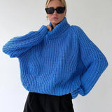 Women Cozy Vintage High Neck Pullover Sweater