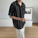 Essential Mesh Hollow Striped Shirt