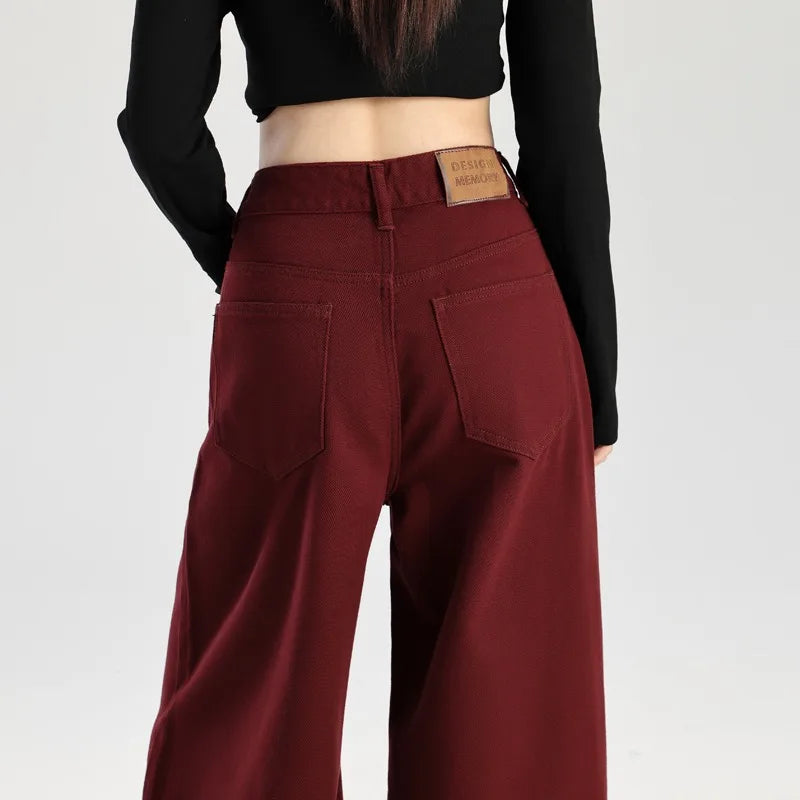 Retro Loose Red Emo High Waist Denim Jeans