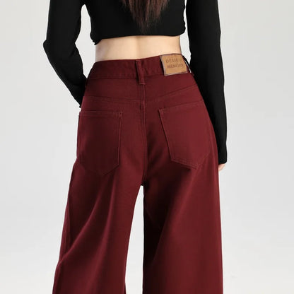 Retro Loose Red Emo High Waist Denim Jeans