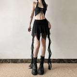 Dark Gothic Irregular Hem Mini Skirt