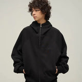 Punk Oversized Letter Embroidered Stand Sweatshirt