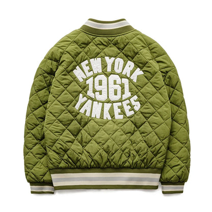 Retro Green Diamond Quilted Padded Jacket