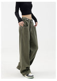 High Waist Green Floor-length Pants
