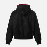 Fashionable Gothic PU Leather Hooded Fur Jacket