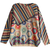 Women Vintage Casual Retro Striped Knit Sweater