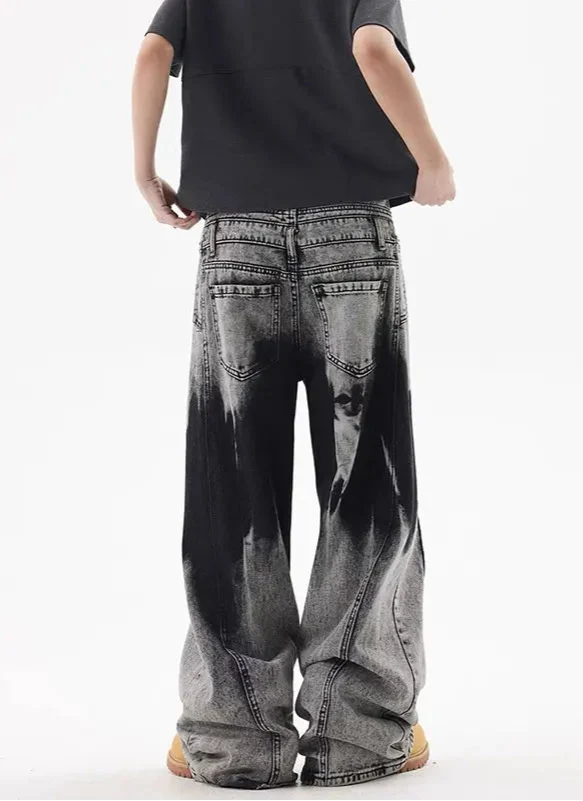 Vintage Patchwork Tie Dye Wide Jeans
