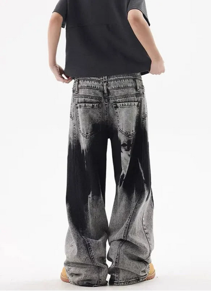 Vintage Patchwork Tie Dye Wide Jeans